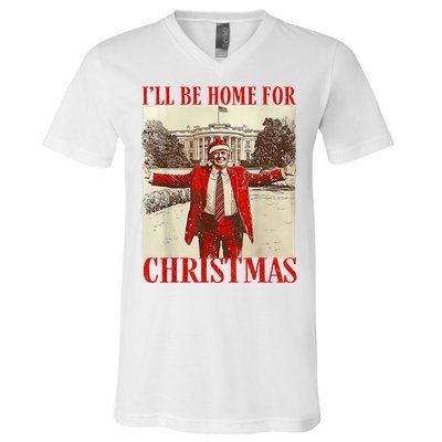 Trump Santa Ill Be Home For Christmas V-Neck T-Shirt