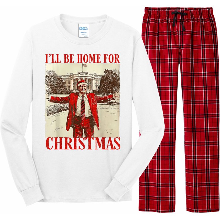 Trump Santa Ill Be Home For Christmas Long Sleeve Pajama Set