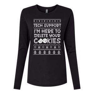 Tech Support IM Here To Delete Your Cookies Christmas Xmas Womens Cotton Relaxed Long Sleeve T-Shirt