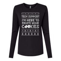 Tech Support IM Here To Delete Your Cookies Christmas Xmas Womens Cotton Relaxed Long Sleeve T-Shirt