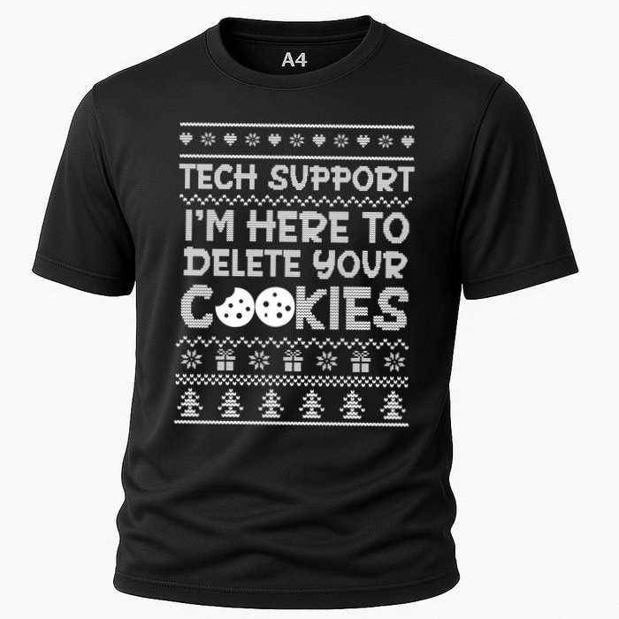 Tech Support IM Here To Delete Your Cookies Christmas Xmas Cooling Performance Crew T-Shirt