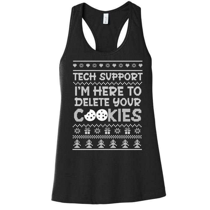 Tech Support IM Here To Delete Your Cookies Christmas Xmas Women's Racerback Tank