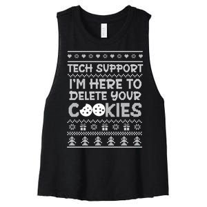 Tech Support IM Here To Delete Your Cookies Christmas Xmas Women's Racerback Cropped Tank