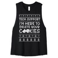 Tech Support IM Here To Delete Your Cookies Christmas Xmas Women's Racerback Cropped Tank