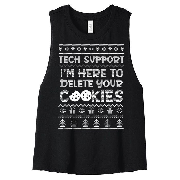 Tech Support IM Here To Delete Your Cookies Christmas Xmas Women's Racerback Cropped Tank