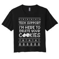 Tech Support IM Here To Delete Your Cookies Christmas Xmas Women's Crop Top Tee