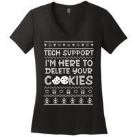 Tech Support IM Here To Delete Your Cookies Christmas Xmas Women's V-Neck T-Shirt