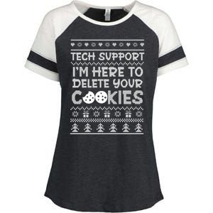 Tech Support IM Here To Delete Your Cookies Christmas Xmas Enza Ladies Jersey Colorblock Tee