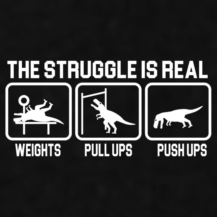 The Struggle Is Real Funny TRex Ladies PosiCharge Tri-Blend Wicking Tank