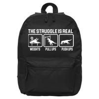 The Struggle Is Real Funny TRex 16 in Basic Backpack