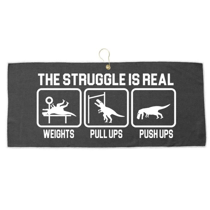 The Struggle Is Real Funny TRex Large Microfiber Waffle Golf Towel