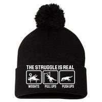 The Struggle Is Real Funny TRex Pom Pom 12in Knit Beanie