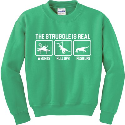 The Struggle Is Real Funny TRex Kids Sweatshirt