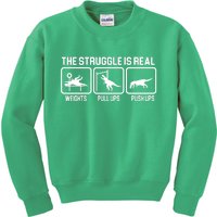 The Struggle Is Real Funny TRex Kids Sweatshirt