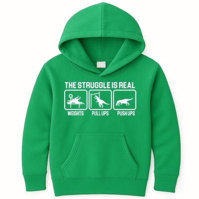 The Struggle Is Real Funny TRex Kids Hoodie