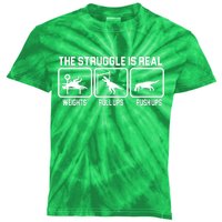 The Struggle Is Real Funny TRex Kids Tie-Dye T-Shirt