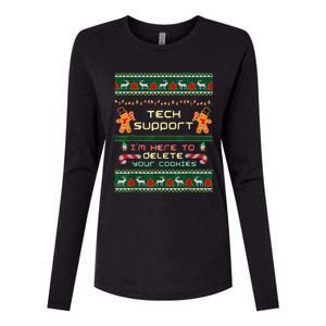 Tech Support IM Here To Delete Your Cookies Christmas Womens Cotton Relaxed Long Sleeve T-Shirt