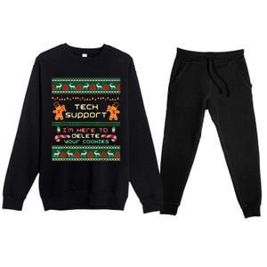 Tech Support IM Here To Delete Your Cookies Christmas Premium Crewneck Sweatsuit Set