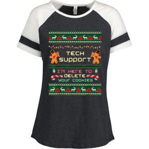 Tech Support IM Here To Delete Your Cookies Christmas Enza Ladies Jersey Colorblock Tee