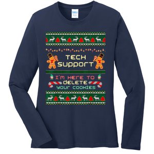 Tech Support IM Here To Delete Your Cookies Christmas Ladies Long Sleeve Shirt