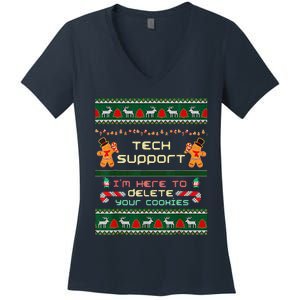 Tech Support IM Here To Delete Your Cookies Christmas Women's V-Neck T-Shirt