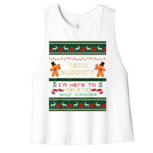 Tech Support IM Here To Delete Your Cookies Christmas Women's Racerback Cropped Tank