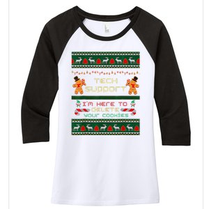 Tech Support IM Here To Delete Your Cookies Christmas Women's Tri-Blend 3/4-Sleeve Raglan Shirt