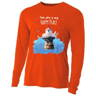 The Sea Is My Happy Place I Beach Lighthouses Coast Summer Gift Cooling Performance Long Sleeve Crew