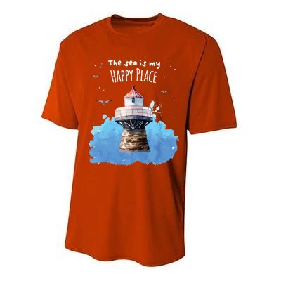 The Sea Is My Happy Place I Beach Lighthouses Coast Summer Gift Performance Sprint T-Shirt