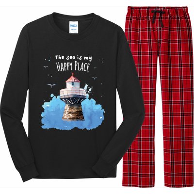 The Sea Is My Happy Place I Beach Lighthouses Coast Summer Gift Long Sleeve Pajama Set