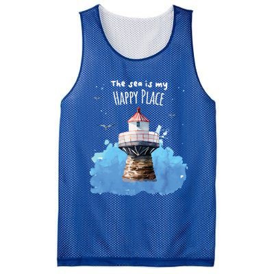 The Sea Is My Happy Place I Beach Lighthouses Coast Summer Gift Mesh Reversible Basketball Jersey Tank