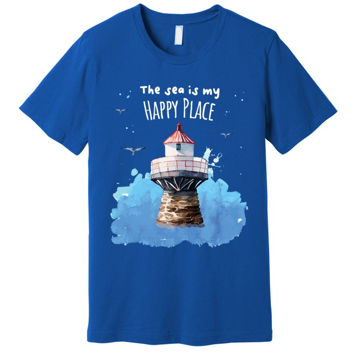 The Sea Is My Happy Place I Beach Lighthouses Coast Summer Gift Premium T-Shirt