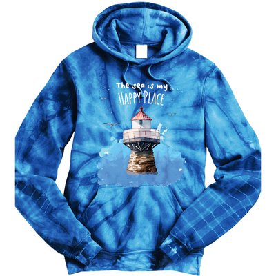 The Sea Is My Happy Place I Beach Lighthouses Coast Summer Gift Tie Dye Hoodie