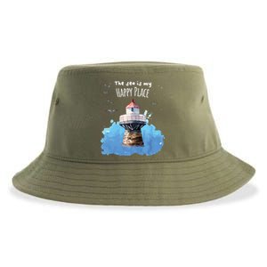 The Sea Is My Happy Place I Beach Lighthouses Coast Summer Gift Sustainable Bucket Hat