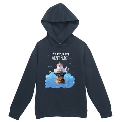 The Sea Is My Happy Place I Beach Lighthouses Coast Summer Gift Urban Pullover Hoodie