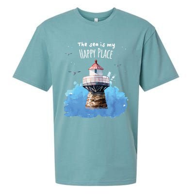 The Sea Is My Happy Place I Beach Lighthouses Coast Summer Gift Sueded Cloud Jersey T-Shirt