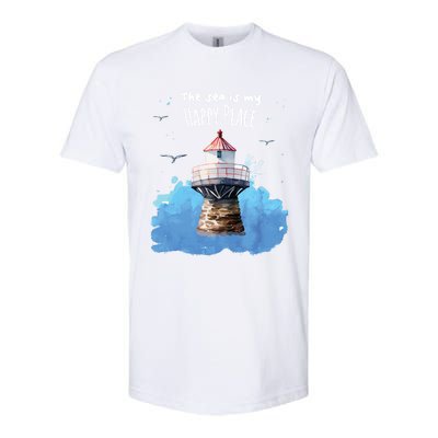 The Sea Is My Happy Place I Beach Lighthouses Coast Summer Gift Softstyle CVC T-Shirt