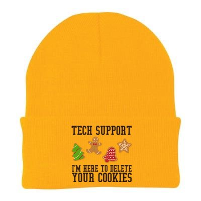 Tech Support Im Here To Delete Your Cookies Funny Christmas Holiday Knit Cap Winter Beanie