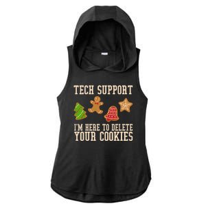 Tech Support Im Here To Delete Your Cookies Funny Christmas Holiday Ladies PosiCharge Tri-Blend Wicking Draft Hoodie Tank