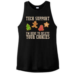 Tech Support Im Here To Delete Your Cookies Funny Christmas Holiday Ladies PosiCharge Tri-Blend Wicking Tank