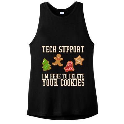 Tech Support Im Here To Delete Your Cookies Funny Christmas Holiday Ladies PosiCharge Tri-Blend Wicking Tank