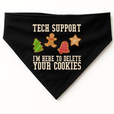 Tech Support Im Here To Delete Your Cookies Funny Christmas Holiday USA-Made Doggie Bandana