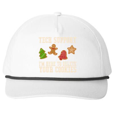 Tech Support Im Here To Delete Your Cookies Funny Christmas Holiday Snapback Five-Panel Rope Hat