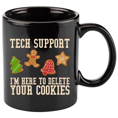 Tech Support Im Here To Delete Your Cookies Funny Christmas Holiday 11oz C Handle Ceramic Mug