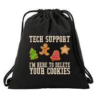 Tech Support Im Here To Delete Your Cookies Funny Christmas Holiday Drawstring Bag