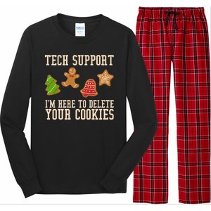 Tech Support Im Here To Delete Your Cookies Funny Christmas Holiday Long Sleeve Pajama Set