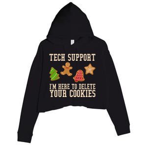 Tech Support Im Here To Delete Your Cookies Funny Christmas Holiday Crop Fleece Hoodie