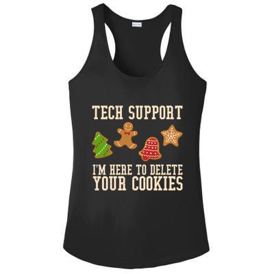 Tech Support Im Here To Delete Your Cookies Funny Christmas Holiday Ladies PosiCharge Competitor Racerback Tank
