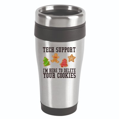 Tech Support Im Here To Delete Your Cookies Funny Christmas Holiday 16oz Travel Tumbler