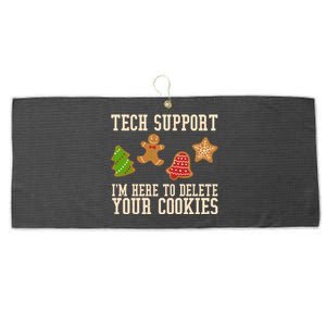 Tech Support Im Here To Delete Your Cookies Funny Christmas Holiday Large Microfiber Waffle Golf Towel